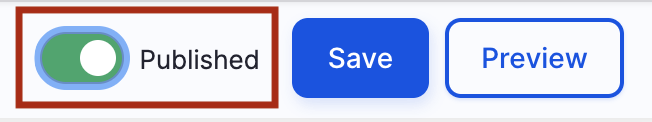 Published toggle is enabled.